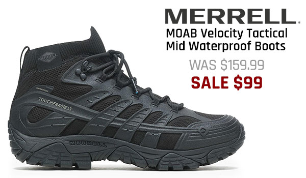  Merrell Tactical Moab Velocity Tactical Mid Waterproof Boots Only $99